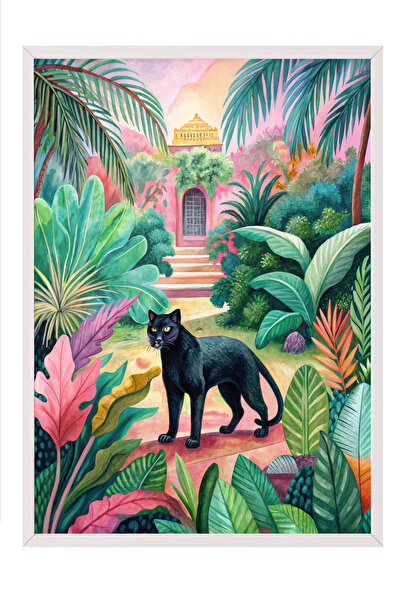 Zestia Tablou cu ramă albă, Pădurea tropicală și Pantera Neagră – Atmosferă e...