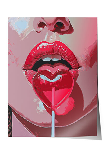 Zestia Poster fără ramă, Buze Roșii și Acadele – Pop Art, Poster decorativ pe...