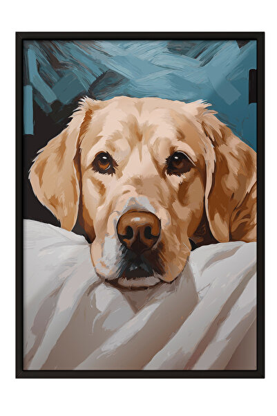Zestia Tablou înrămat negru, portret realist de câine – tonuri calde, poster ...
