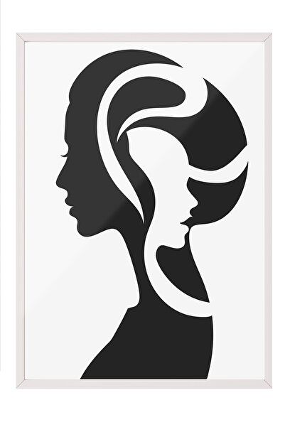 Zestia Tablou înrămat alb, Siluetă de femeie – Artă minimalistă, Poster decor...