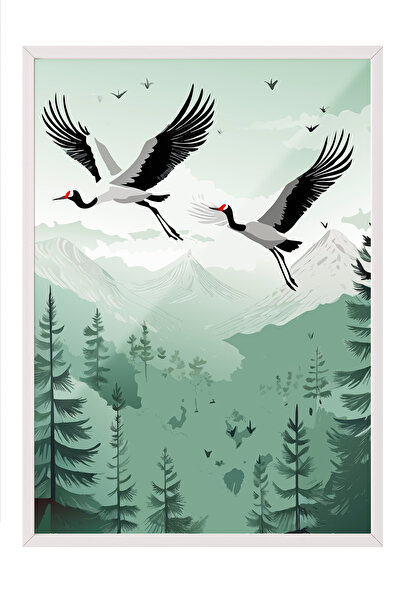 Zestia Πίνακας με λευκό πλαίσιο, Ιπτάμενες Περιστροφές – Φυσικό Τοπίο, Διακόσ...