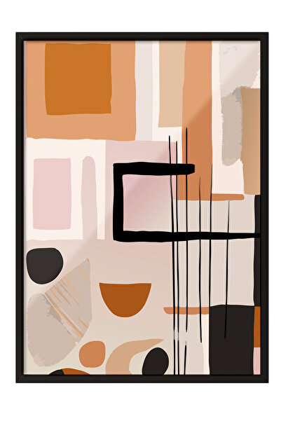 Zestia Tablou cu ramă neagră, model geometric retro – design modern, poster d...