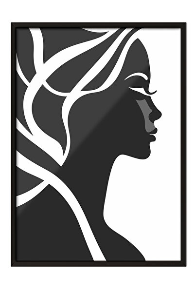 Zestia Tablou înrămat negru, Siluetă de femeie în profil – Stil modern, Poste...