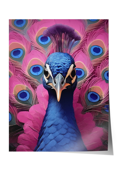 Zestia Poster fără ramă, Portret cu păun, Poster decorativ pentru sufragerie ...