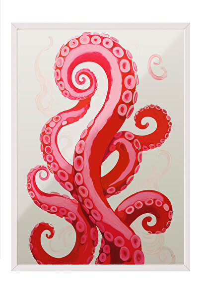 Zestia Πίνακας με λευκό πλαίσιο, Χταπόδι και Τενταχούλες, Διακοσμητική Αφίσα ...