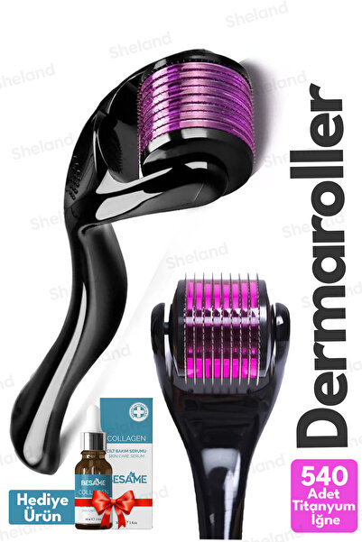 Sheland Dermaroller 0,50 mm 540 Titanyum İğneli Kolajen Serum Hediyeli Cilt Y...