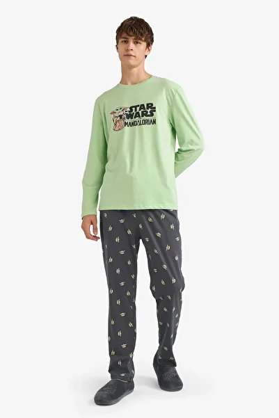 DeFacto Star Wars-Mandalorian Pajamas Set Long Sleeve Top Long Bottom F7497Ax25Au