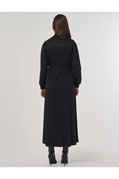 KYR Φόρεμα από ρεγιόν με κορδόνια στη μέση, μαύρο