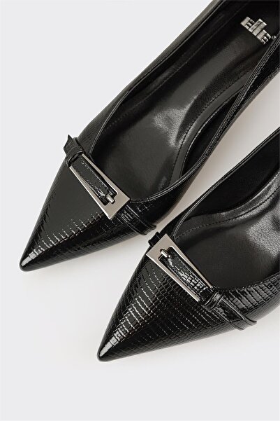 Elle Shoes Siyah Kadın Orta Topuk Ayakkabı