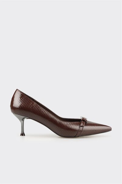 Elle Shoes Kahve Kadın Orta Topuk Ayakkabı