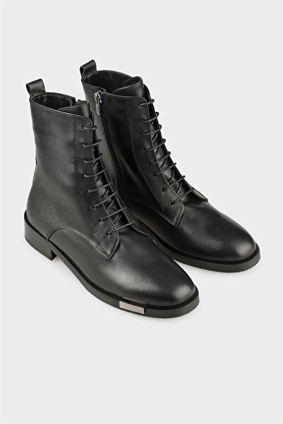 Elle Shoes Siyah Deri Kadın Günlük Bot