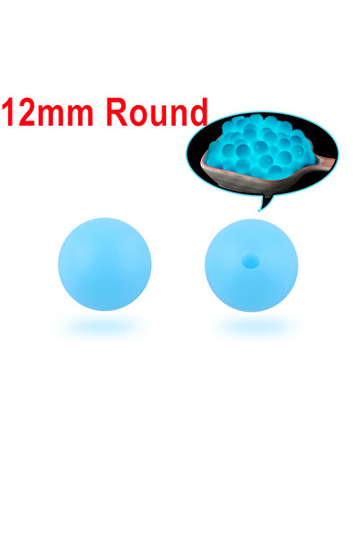 Choice6 12mm sky blue 50Pcs Glow In The Dark Silicone Beads Round 12/15MM Lum...