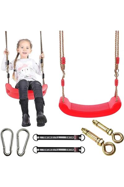 erorex Kids Swing Seat Adjustable Rope 2 Carabiners 2 Screw Outside&Indoors Swing Seat Strong Tree Swing