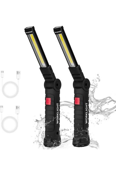 erorex Rechargeable Work Lights 2PCS LED Work Light Magnetic Base 360° Rotation Stand 5 Modes COB Bright