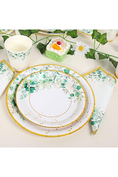 erorex Sage Green Paper Plates Cups Napkins Set Serve 20 Disposable Baby Shower Plates Napkins Green Party