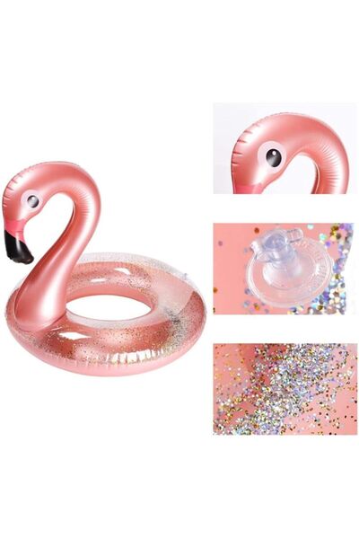 erorex 2Pcs Inflatable Flamingo Pool Float Flamingo Drink Holder Set Elegant Vinyl Swimming Floaty Pool