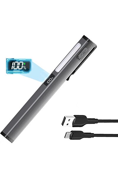 erorex مصباح يدوي على شكل قلم قابل لإعادة الشحن، 6 أوضاع وشاشة عرض للطاقة، نوع C، مصباح LED للشحن، مصباح قلم COB