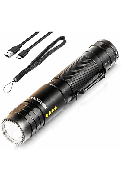 erorex مصباح يدوي 1800 مللي أمبير/ساعة قابل لإعادة الشحن، مصابيح يدوية LED عالية اللومن 1000 لومن، إضاءة فائقة تكتيكية