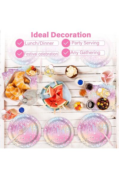 erorex Round Disposable Paper Plates, 100Pcs Diamond Glitter Disposable Paper Plates Set Parties Events,