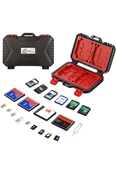 STOREMAX polysight 24 Slot Çoklu Hafıza Kartı ve Micro Sd Kart Taşıma Çantası Micro SD Kart Kutusu (Kırmızı)