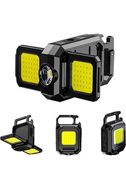 erorex Mini Multifunctional Keychain Light Cob Mini Flashlight 3 Light Modes Rechargeable Keychain