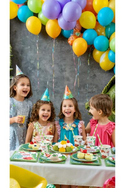 erorex Dinosaur Theme Party Tableware Set 100 Pcs Jungle Dino Birthday Supplies 20 Guests, Disposable
