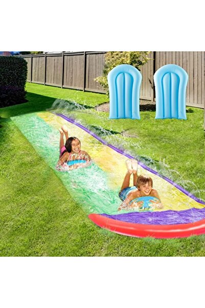 erorex زحليقة مائية للأطفال بطول 16 قدمًا مع مسار سباق مزدوج وحوض سباحة ولوحتي تزلج على الماء ووسادة اصطدام صيفية