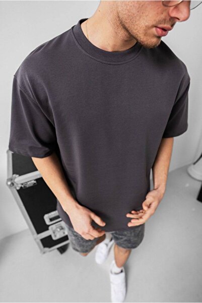 MATTİMODA Özel Dikim Antrasit Gri Oversize T-Shirt