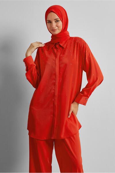 Alvina Shirt Collar Pants Suit 44797
