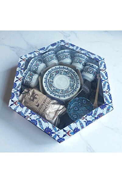 NOVAREX Global Şık Hediyelik 6 Kişilik Türk Kahvesi Takımı – Kahve + Kaşık + Lokumluk ile