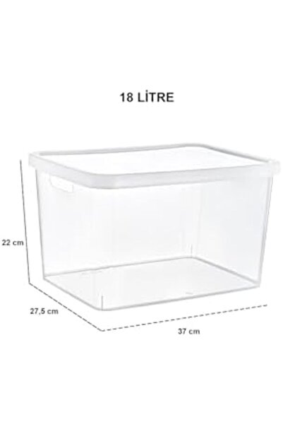 STOREMAX Sersadsn Set of 4 Stafi Multi-Purpose Box with Lid Transparent 18 Lt - Transparent, Multi-Purpose with Lid