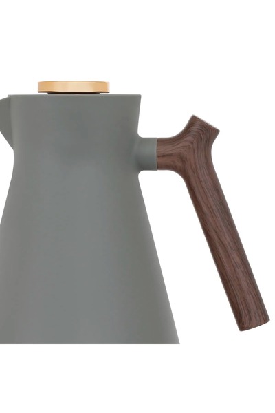 Everest Amada Thermos, 1 liter, wooden handle, thermal glass inner shell dark gray