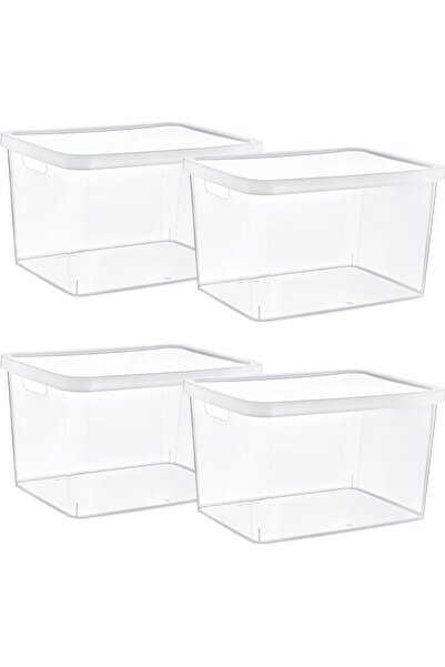 STOREMAX Sersadsn Set of 4 Stafi Multi-Purpose Box with Lid Transparent 18 Lt - Transparent, Multi-Purpose with Lid