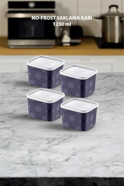 STOREMAX Sellbuyst Set of 4 No Frost Storage Container Dark Blue 1250 ml Trendy 266450