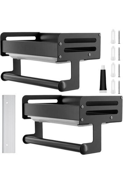 OEM Suporturi de duș, negre, cu suport pentru prosoape 235x135x62 cm, 2 buc.