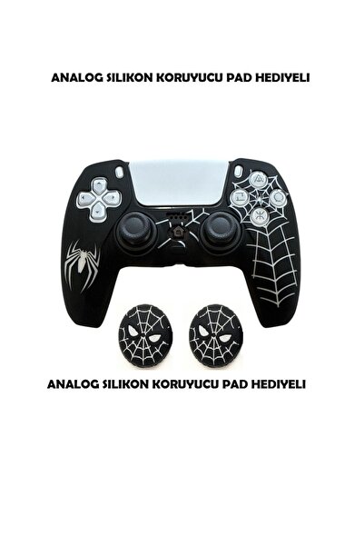 DeadSkull PS5 Dualsense Spider-Man Koruyucu Silikon Kılıf + Analog silikon Ko...