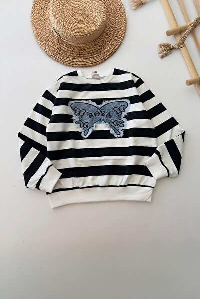 Minigimin Cicileri Μίνι γυναικείο φούτερ με ρίγες για κορίτσια με πέτρινο σχέ...