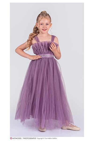 ETÇ BABY E.T.Ç BABY Taş Kemer Fırfır Detaylı Kız Çocuk Elbise