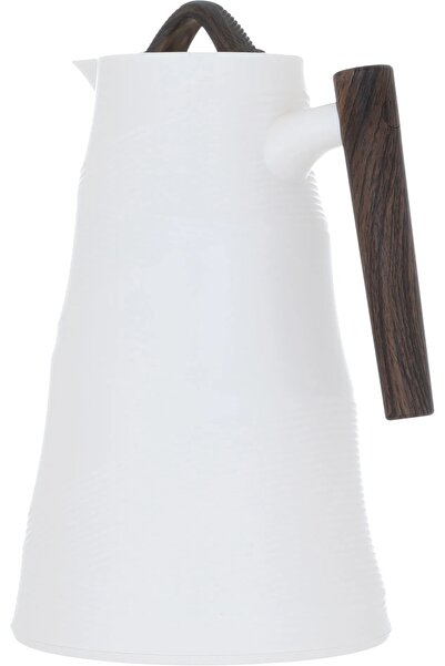 Glory ترمس بامبو، سعة 1 لتر، وعاء داخلي زجاجي، غلاف خارجي بلاستيكي - بيج