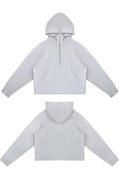OEM Women's sports sweatshirt with 1/2 zip, hood and pocket S