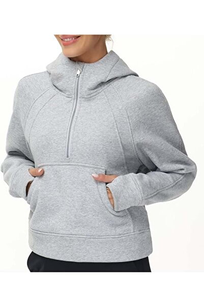 OEM Women's sports sweatshirt with 1/2 zip, hood and pocket S