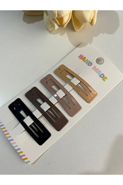 MutluBiDünya Kadın Kahverengi Tonlarda 4 Adet Çıtçıt Toka