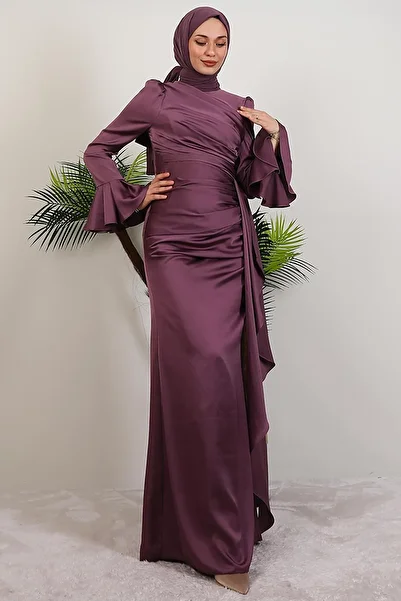 GİYZAMİLA Ilgın Hijab Evening Dress Dark Lilac