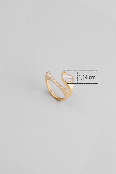 So CHIC... Sedef Masalı 18 Ayar Sarı Altın Kaplama Gümüş Yüzük