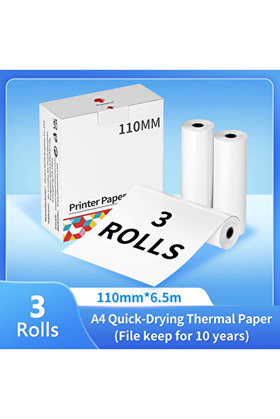 choice2 110m-3 rolls Phomemo A4 Thermal Paper M08F M832 M834 M835 Printer Qui...