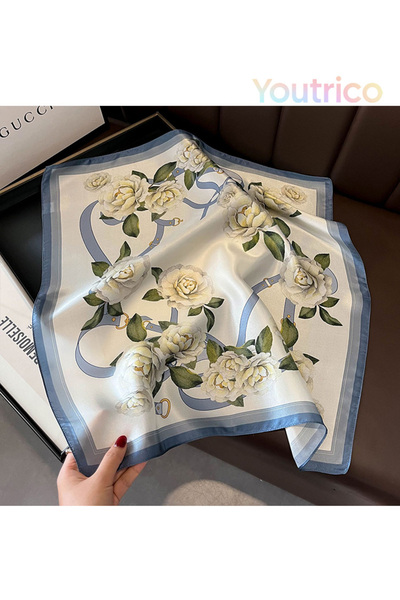 Youtrico 100% Mulberry Silk Scarf,pretty Floral,Early autumn,all years,elegant,gift,53*53cm