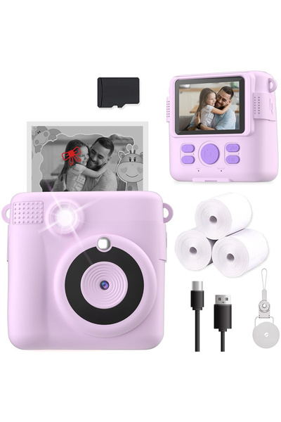 Elindor ® Children's Camera, Toy with LCD Screen, Educational Gift for Pictures, 32GB, Purple
