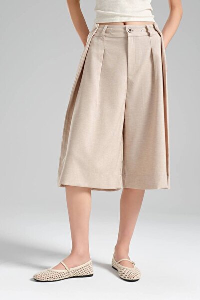 tw3 Kadın Pile Detaylı Tasarım Bermuda Şort