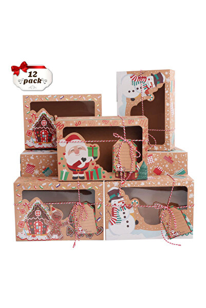 Fab N Funky Foldable Christmas Gift Boxes, Reusable, Pack of 12 for Kids 5+