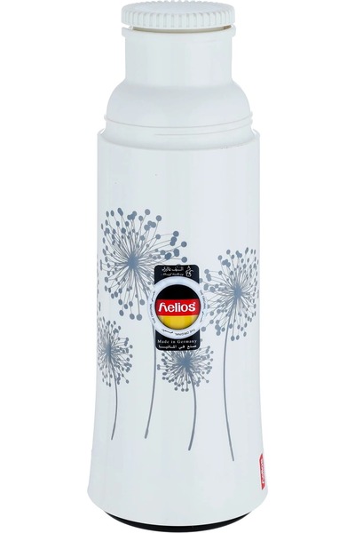 Helios thermos, 0.75 liters, heat preservation, rose pattern, thermal glass inner container, white